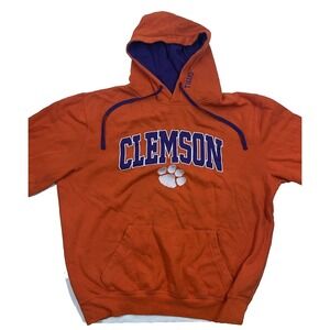 Y2K Clemson Tigers NCAA Embroidered Hoodie Sweatshirt Orange Purple Unisex Boxy